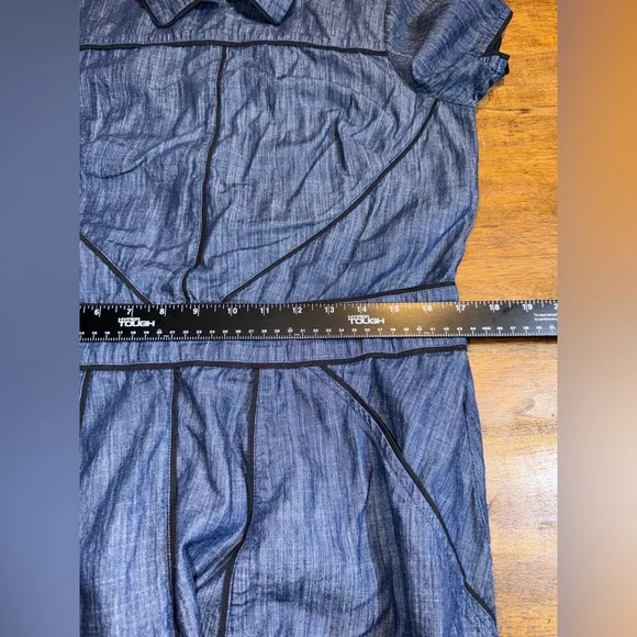 Wayward Fancies eShakti Floral Embroidery Chambray Dress Boho Cottagecore Sz M - Picture 6 of 7